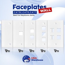 10 Pack Lot - Keystone 1 Hole Port Jack Wall Face Plate Network CAT5e CAT6 White picture