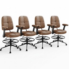 Drafting Chair Ergonomic Height Adjustable 360 Swivel Brown Marsail Flip-Up Tall picture