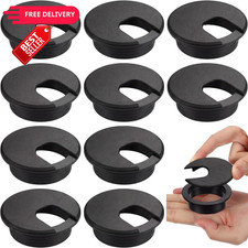 SATINIOR 10 Packs Desk Wire Cord Cable Grommets Cover Plastic 2 Inch, Black picture
