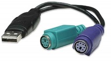 Manhattan USB-A to PS/2 Converter cable, 15cm, Male to Female, Black, Connects T picture