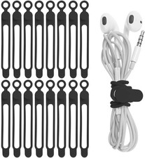 16 Pcs Silicone Cable Ties Cord Organizer Management Straps Black 4.2 Inch picture