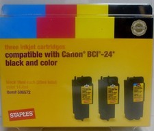 Staples 596572 Inkjet Cartridges 2 Black/ 1 Color Canon BCI-24 Compatible- NIB picture
