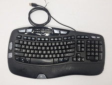 Logitech Wave Y-UV90 Computer Desktop PC Corded Ergonomic Keyboard USB Black picture