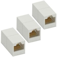 3 Pcs Cat5e RJ45 Network LAN Ethernet Keystone Jack Coupler Cable Joiner White picture