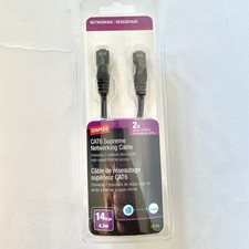 Staples CAT6 Supreme RJ-45 Ethernet Cable 14 ft Black Round, 2 Pack picture
