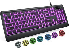 Backlit Computer Keyboards, Wired USB LED Keyboard with 7 Colors Backlight, Plug picture