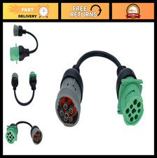 6pin J1708 to Type2 Green 9pin J1939 Adapter Cable for Trucks & Cars, 1ft/30cm picture