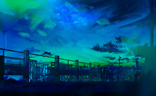 Landscape minimalism night art fantasy architecture Custom Gaming Mat Desk picture