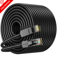 JARNHNG Cat 6 Ethernet Cable 200 ft, Indoor/Outdoor 26awg UTP 200FT, Black picture