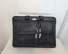 Vintage U.S. Luggage NY Black Leather Expandable Briefcase Laptop Business Bag picture