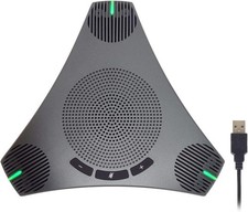 Conference Speaker and Microphone, 360° Omnidirectional USB Speakerphone Gray  picture