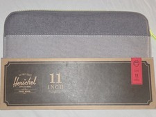 Herschel Anchor Sleeve 11 Gray Canvas MacBook Air Impact Resistant, Neon Zipper picture