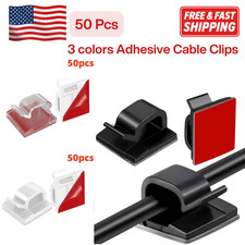 50pc Adhesive Cable Clips Wire Management Cord Organizer Holder Clamp Clear picture