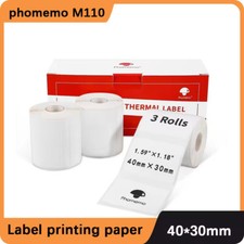 3 Rolls 40×30mm White Self-Adhesive Thermal Label for Phomemo M110/M100 Printer picture