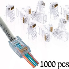 1000 Pcs Cat5e RJ45 Network Modular Plug 8P8C Cable Connector End Pass Through picture