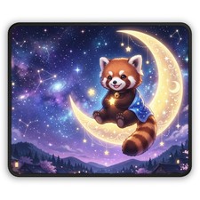 Red Panda on Moon Gaming Mouse Pad | Starry Night Cute picture