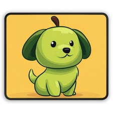 Green Puppy Illustration Gaming Mouse Pad | Cute Cartoon Dog Desk Mat picture