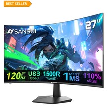 Professional 27-Inch Curved Computer Monitor with HDR, USB-C & Built-In Speakers picture