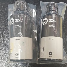 HP Genuine/Original 32XL Black Inkjet Ink Bottle 135ml 1VV24A (2 Bottles) picture