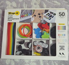 Wrap-It 50-Pack Cable Management Pack w/ Self-Gripping Ties, Labels & Clips picture