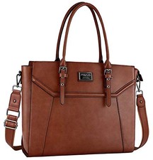 Brown - MOSISO 17 inch Women Laptop Tote Bag with Shockproof Compartment picture