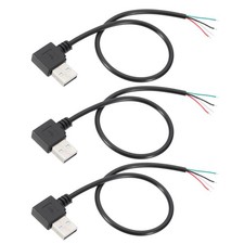 1Ft USB Male to 4pin Pigtail Cable, 3pcs 28AWG Data Power Cords Right Angle picture