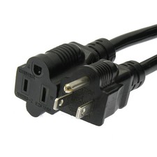 3Ft Power Cord 5-15P to 5-15R Black / SJT 16/3 picture