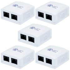5 Pcs Dual Port Cat5e RJ45 Network LAN Ethernet Wall Surface Mount Outlet Box picture