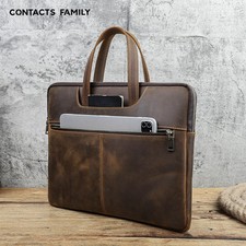Crazy Horse Leather Sleeve for MacBook Pro 15 Zipper Laptop Bag Carry Case picture