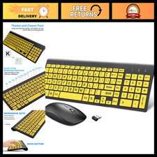 Wireless Large Print Keyboard & Mouse Set - USB, Quiet Scissor Switch, Yellow fo picture