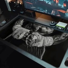 Large Black And White Boxing Gloves Design Mouse Pad, Non-Slip And Durable, Su picture