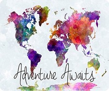 Adventure Awaits Watercolor Map Mouse Pad picture
