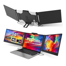 Funhill Laptop Screen Extender 14 inch Laptop Monitor Extender 1080P IPS, Triple picture