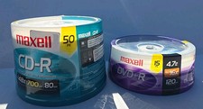 New Maxell DVD+R 15PK 16X 4.7GB & CD-R 50PK 48X 700MB/80MIN picture