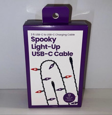 Halloween Light-Up LED USB-C to USB-C Charging Cable 3 ft Black/Purple/Orange picture