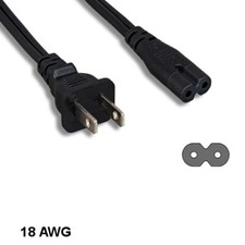 Kentek 15' ft 18 AWG Non-Polarized Power Cord NEMA 1-15P to IEC60320 C7 10A/125V picture