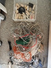 Huge Assorted Lot of Telephone Fax Cables, Wires, Cords, Connectors, Adaptors picture