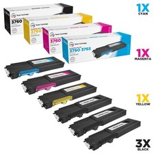 LD 6pk Comp Toner for Dell C3760 C3765 Black Cyan Magenta Yellow C3760dn C3765 picture