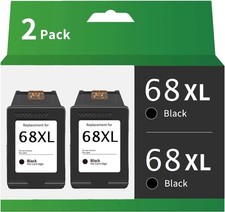 68XL High Yield Ink Cartridges 2 Black Compatible with HP Envy 6555e 6552e 6155e picture