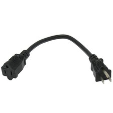 15 Pack of 1Ft Power Cord 5-15P to 5-15R Black / SJT 16/3 picture