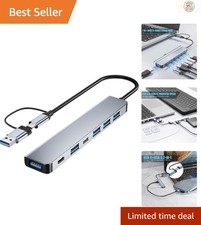 Sleek Aluminum USB C Hub with 7 Ports - Perfect for Travel and Home Office picture