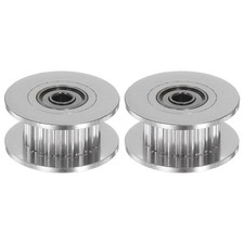 2pcs 2GT Idler Pulley 20 Teeth 3mm Bore 18mm Dia. 6mm Width Belt, Silver Tone picture