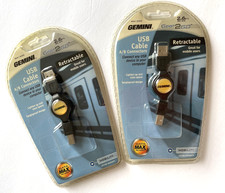 Set of 2 GEMINI Gear2Go Retractable USB Cable AB GM1200 New Sealed Blister 2.6 f picture