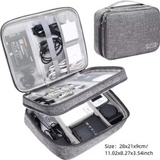 Large 3 Layer Electronics Organizer Bag Travel Cord Cable Tech Storage Case picture