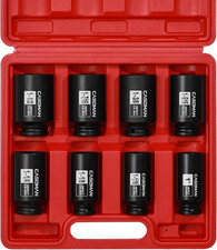 1/2-Inch Drive Deep Spindle Axle Nut Impact Socket Set, 6 Point, CR-MO, SAE, 1