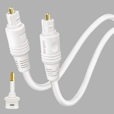 10ft White Toslink Optical Audio Cable, Thin Digital Fiber Optic Audio Cord f... picture