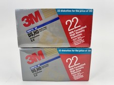 NEW 44x (2x Packs RARE 22x Each) 3M Computer 3.5” DS,HD Diskettes Factory Sealed picture