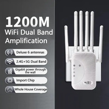 WiFi Extender 1200Mbps WiFi Booster Signal Amplifier w/ Dual Antennas & Ethernet picture