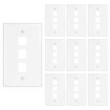 Iwillink 3 Port Keystone Jack Wall Plate 10-Pack, Low Profile Ethernet Wall Plat picture