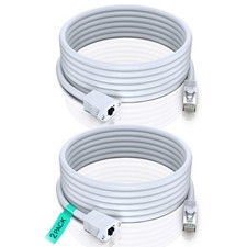 Maximm Cat6 Ethernet Extension Cable Shielded RJ45 MaleFemale 10ft 2 Pack White picture